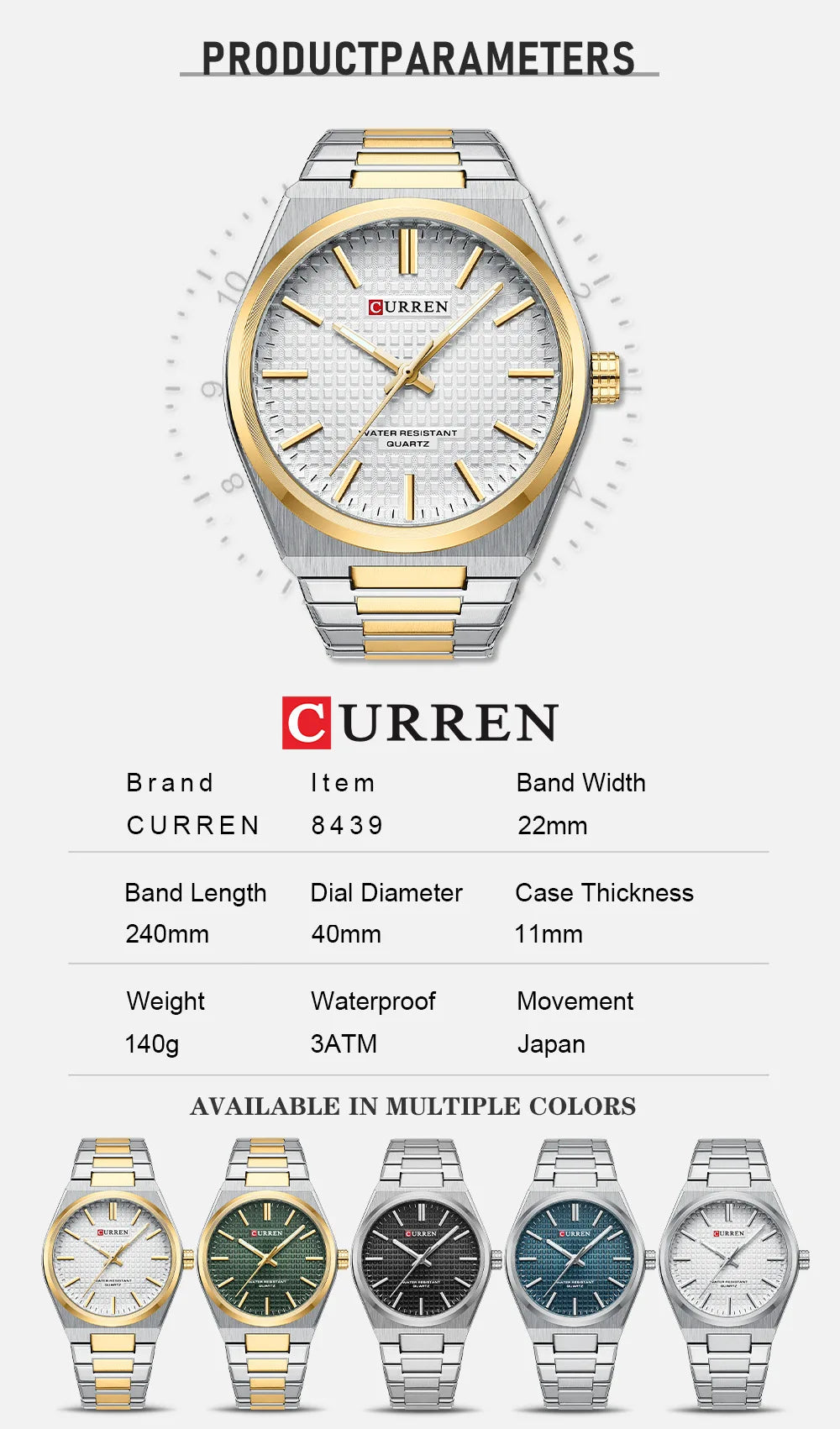 Exclusivo Relógio Curren 8439